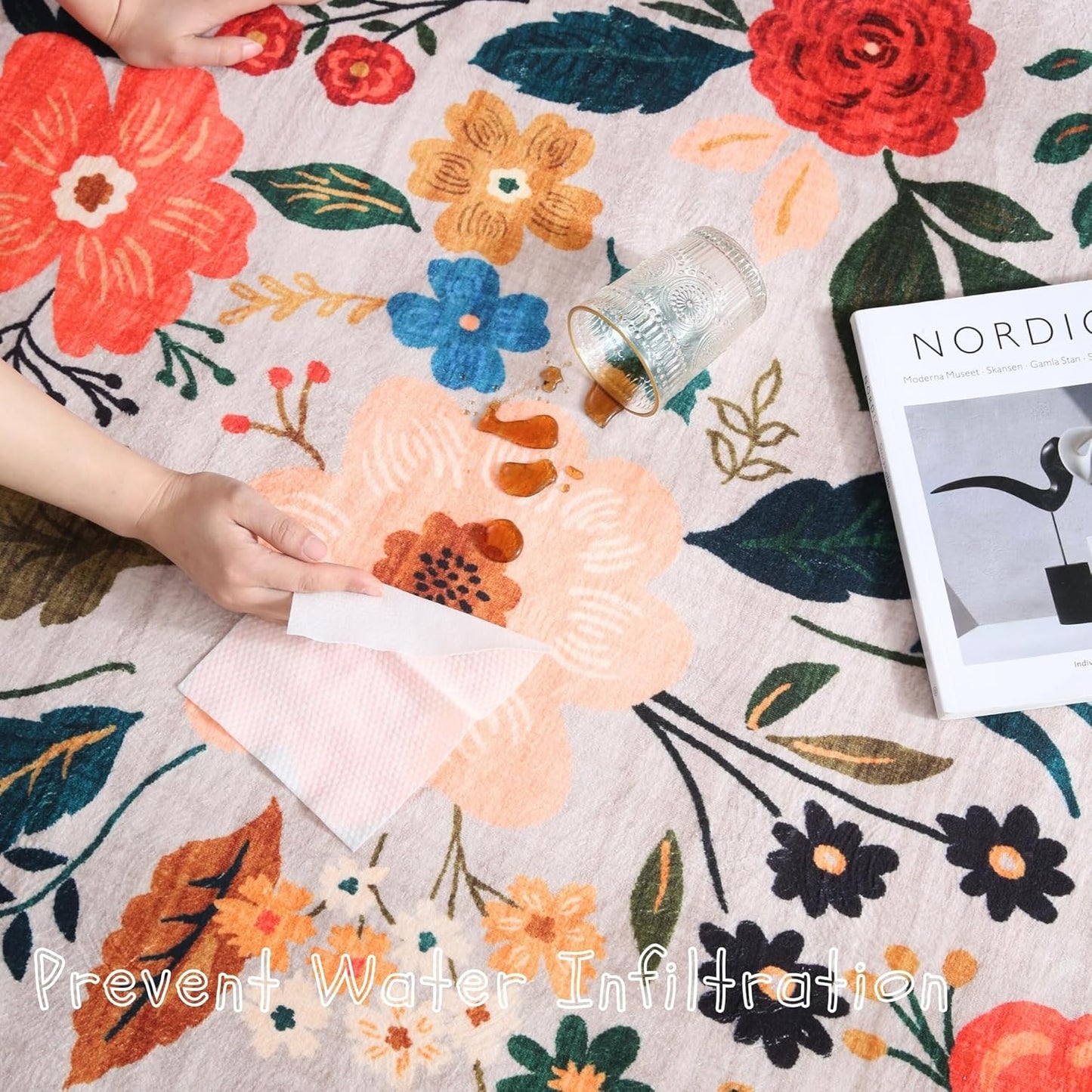 Rugcomf Runner Rug for Hallways Kitchen Rug Non Slip 2'x 6' Washable Rugs with Rubber Backing Soft Floral Carpet Runner for Hallways, Kitchen, Laundry, Bedroom, Bathroom(Beige)