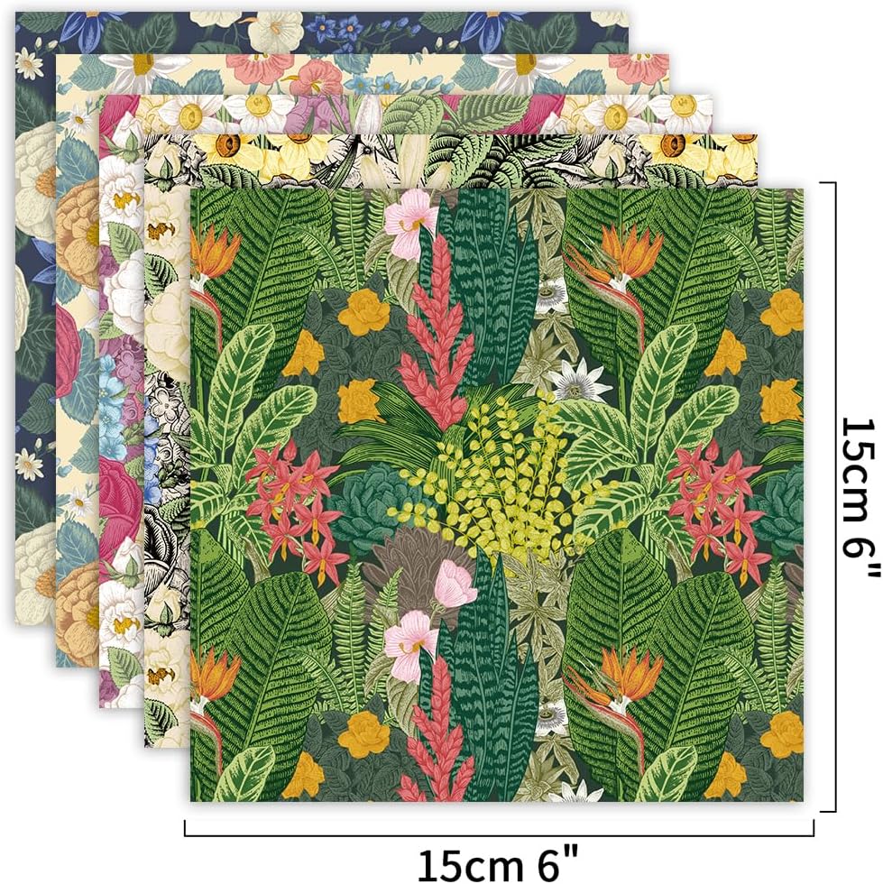 Origami Paper Kit 100 Sheets 6 Inch Square Double Sided Color 20 Vivid Colors for Hand Crafts Origami Paper Arts Creativity.Spring
