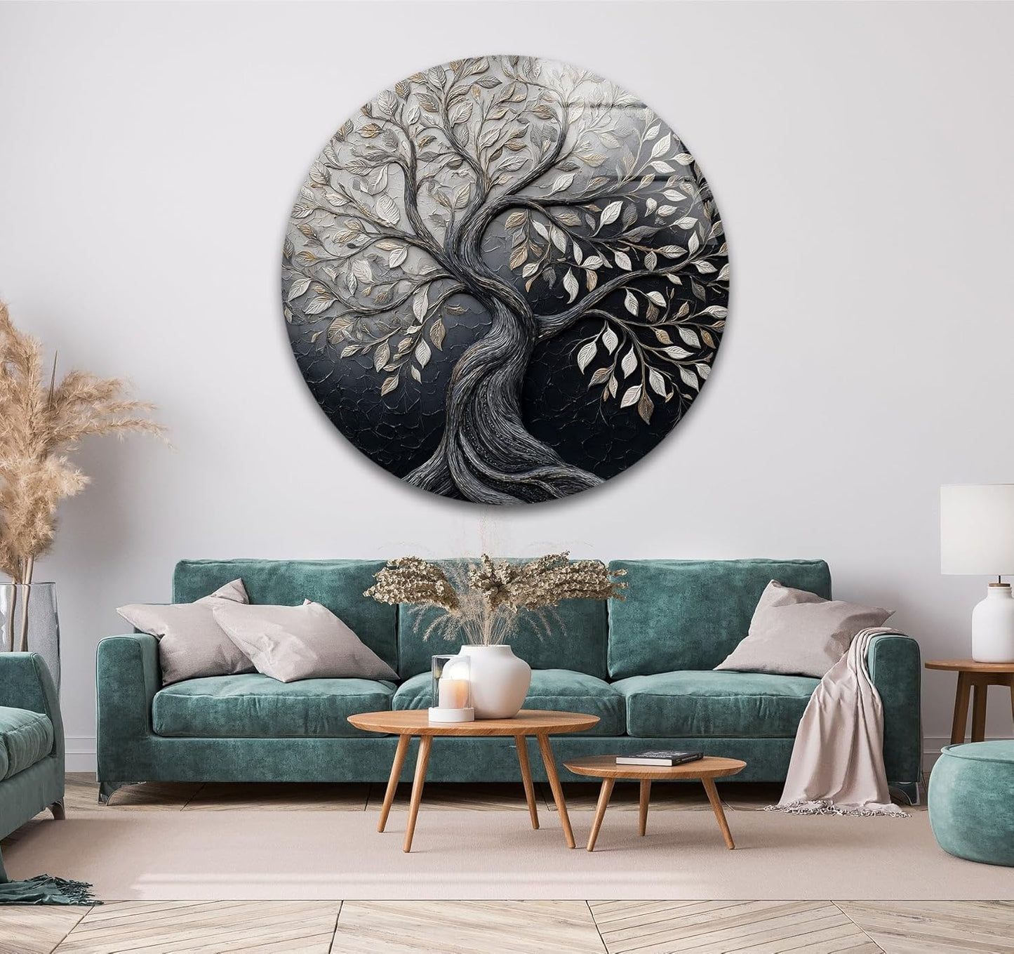 My Photostation.com 24''(60cm) Diameter Twilight Tree of Life Round Glass Wall Art Tempered Glass Printing Wall Decor Large Wall Art Wall Hangings