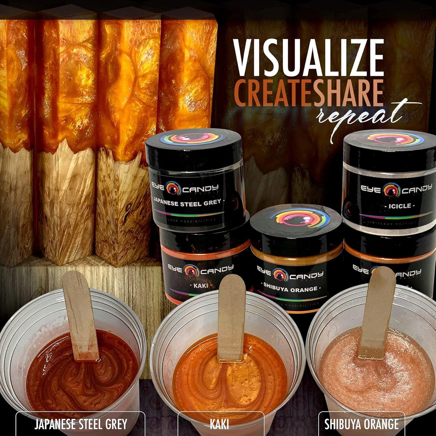 Eye Candy Pigments Premium Orange Mica Powder - Kaki (25gr) - for Epoxy, Resin, Soap, Paint, Woodworking, Acrylic Pouring, Bath Bombs, Fishing Lures - DIY Arts and Crafts Additive