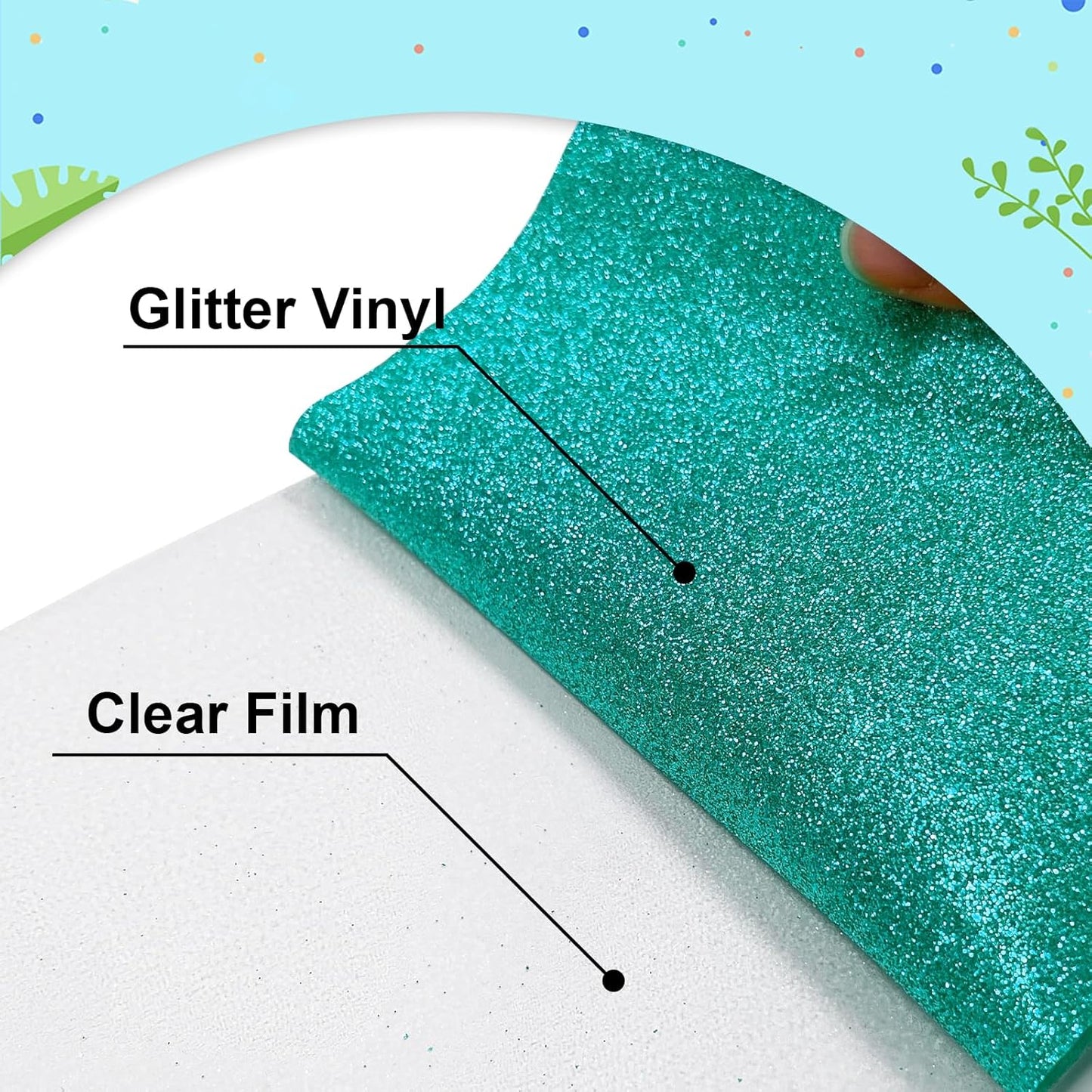 Agate Green Glitter HTV Heat Transfer Vinyl 12" x6FT Glitter Vinyl for T Shirts Easy to Cut and Weed Compatible with All Cutter Machines HTV Vinyl Iron on for Cricut (Agate Green, 12“x6FT)