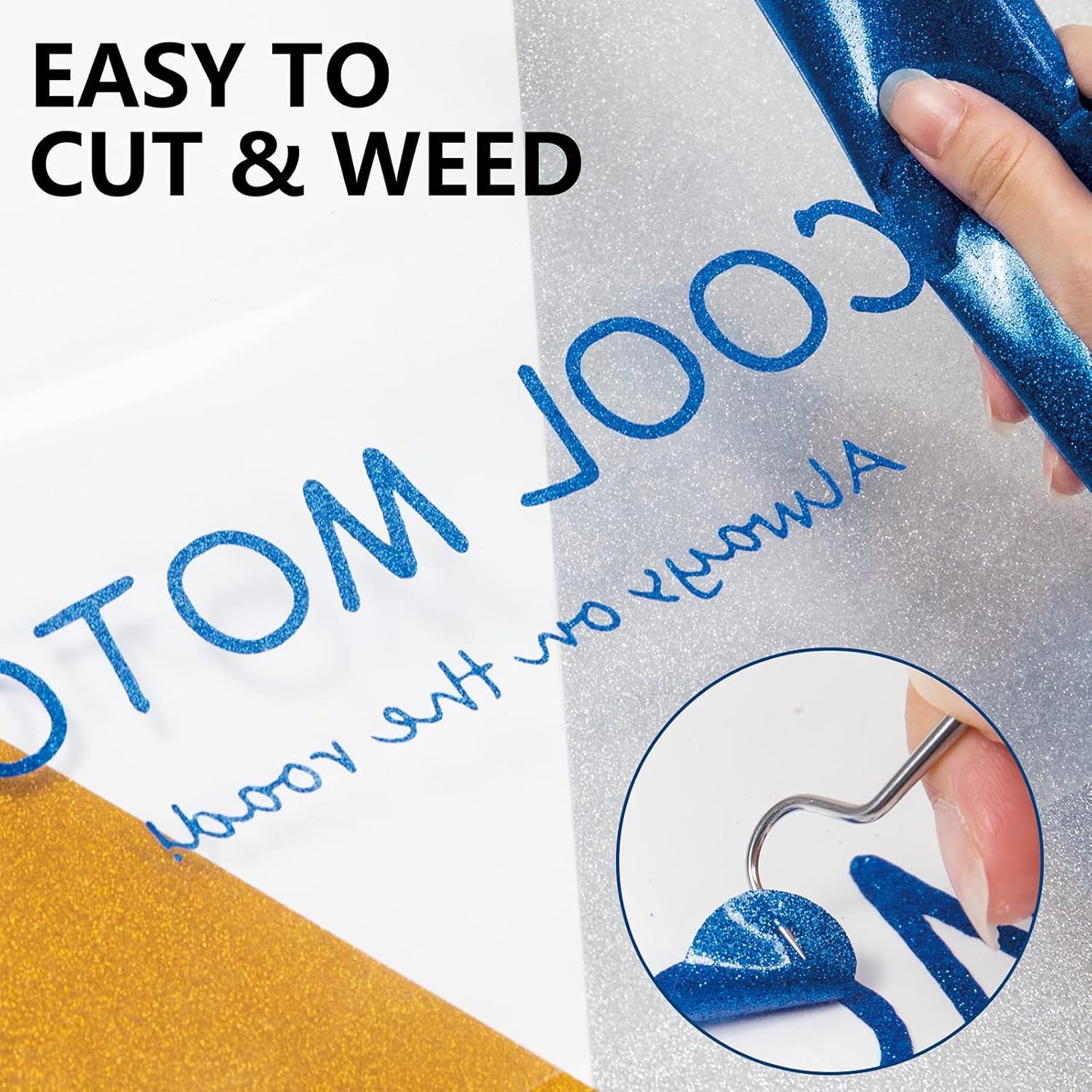 HTVRONT Blue Glitter HTV Heat Transfer Vinyl Rolls - 10" x 8ft Glitter HTV Vinyl for Shirts, Easy to Cut & Weed for Heat Vinyl Design