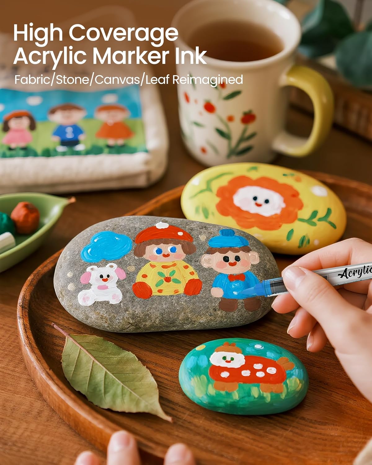 Acrylic Paint Markers Anime Color, 12 Colors Fabric Marker, Auto-Ink Paint Pens Markers, Brush Tip Marker for Rock Painting, Wood Glass Ceramic Canvas Stone DIY Crafts Making Art Supplies