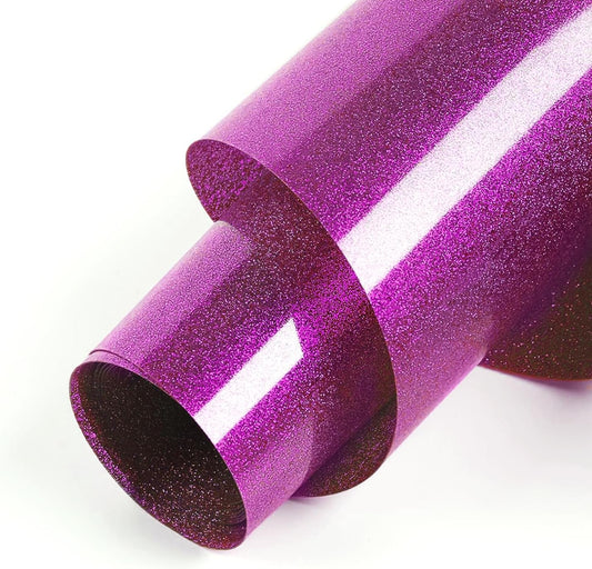 HTVRONT Purple Glitter Heat Transfer Vinyl - 10" x 5FT Glitter HTV Vinyl for T-Shirts, Iron on Vinyl for All Cutter Machines, SG-HTV-0466-E