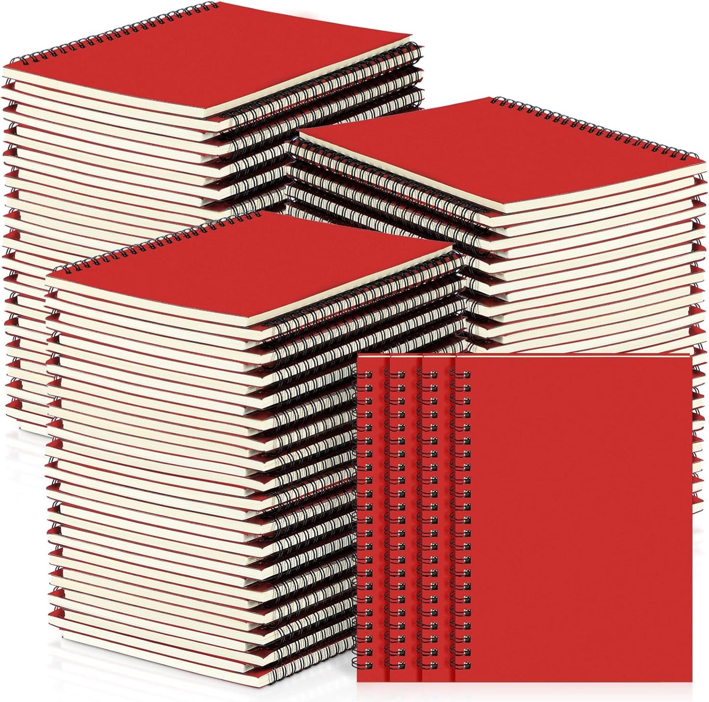 Yahenda 54 Pcs Spiral Notebook Bulk A5 Journal Lined 8.3'' x 5.5'' Writing Composition Paper Small Notepad Subject Notebook for Students Office Business Back to School Supplies (Red)