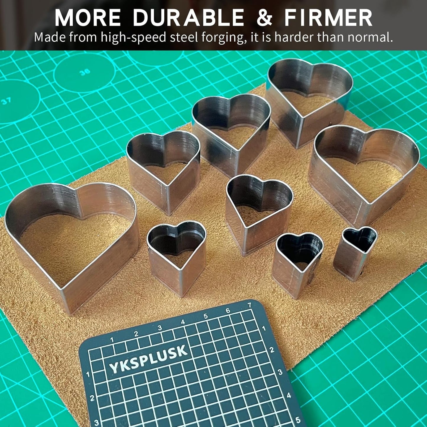 9 Pcs Leather Hole Cutter Tool Set, 9 Sizes Heart Shape Cutter Tools High Carbon Steel, Leather Cutting Dies Kit for DIY Leathercraft, Leather Hollow Punching with Plastic Box