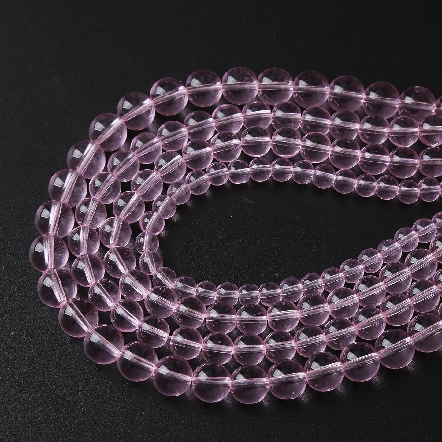 8mm 45pcs Smooth Rose Pink Glass Beads Quartz Crystal Round Loose Beads for Jewelry Making DIY Bracelet Necklace