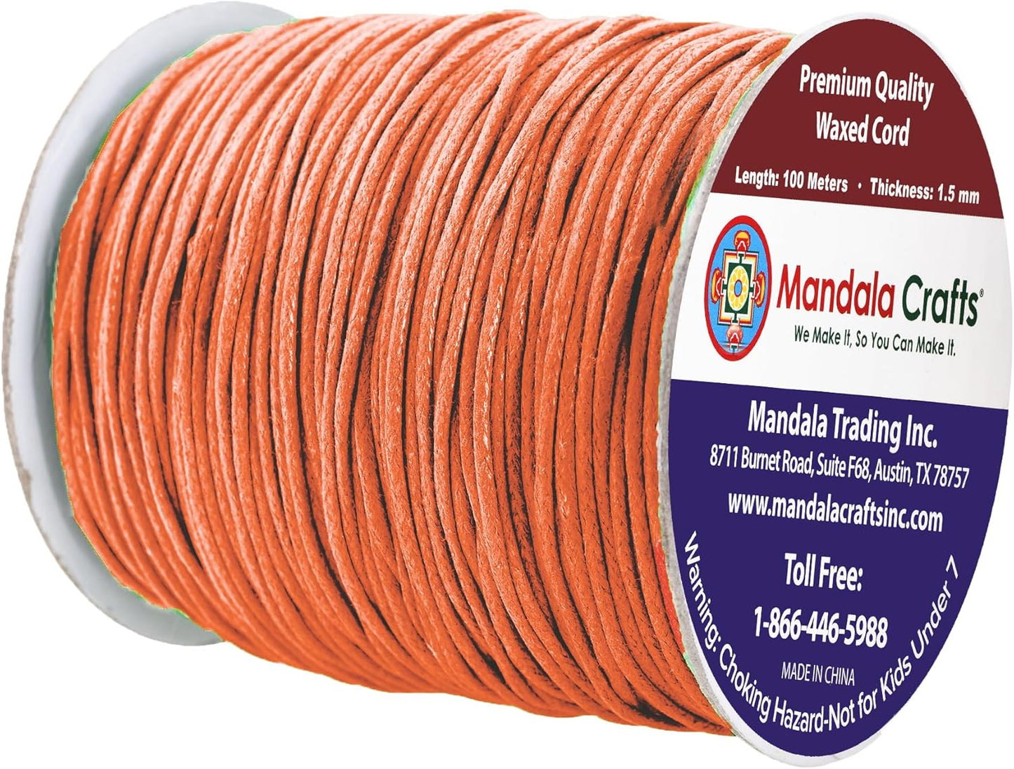 Mandala Crafts 1.5mm 109 Yards Salmon Cotton Waxed Cord for Jewelry Making Bracelet Cord Waxed String - Beading String Thread Jewelry Cords for Necklaces String