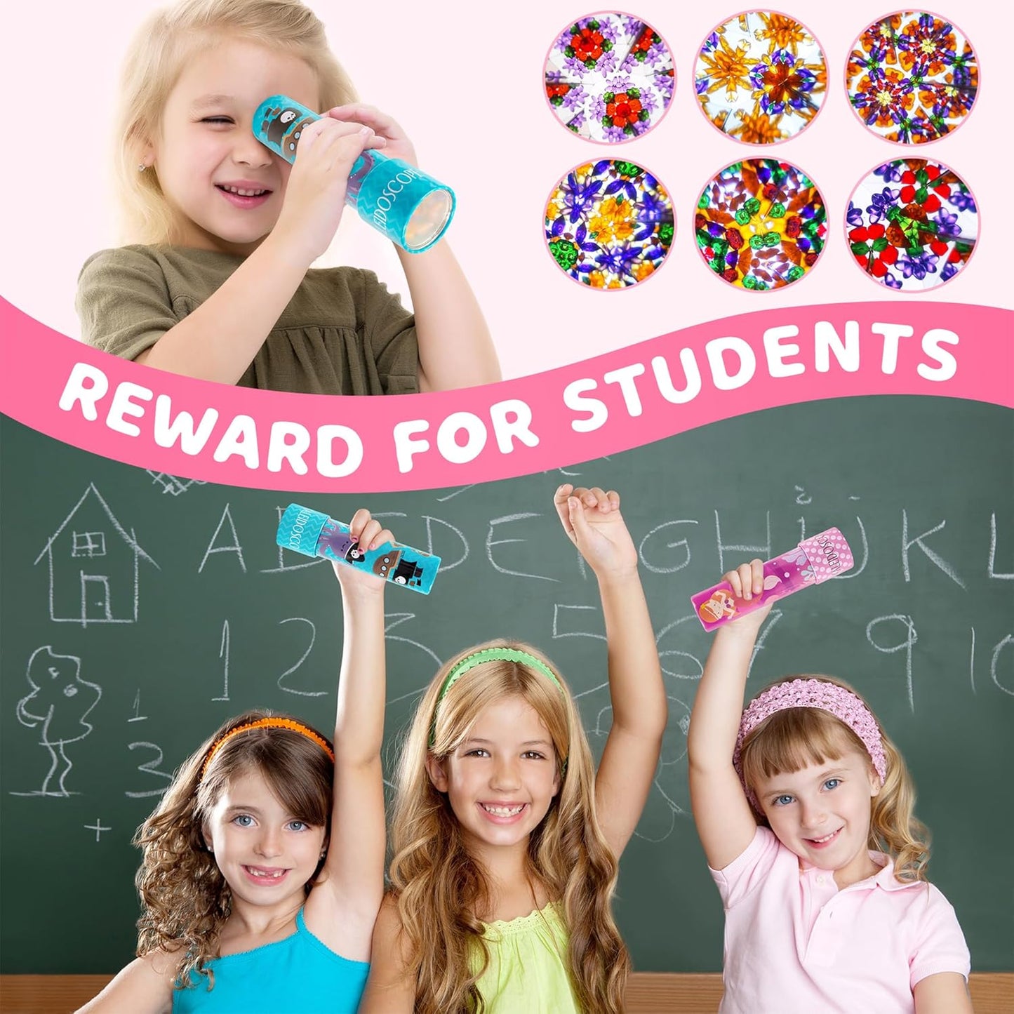 D-FantiX Classic Tin Kaleidoscope for Kids, 2 Pack Retro Toys - Educational Toys with Metal Body, Boy Girl Birthday Party Favors Decorations, Christmas Stocking Stuffer Gift