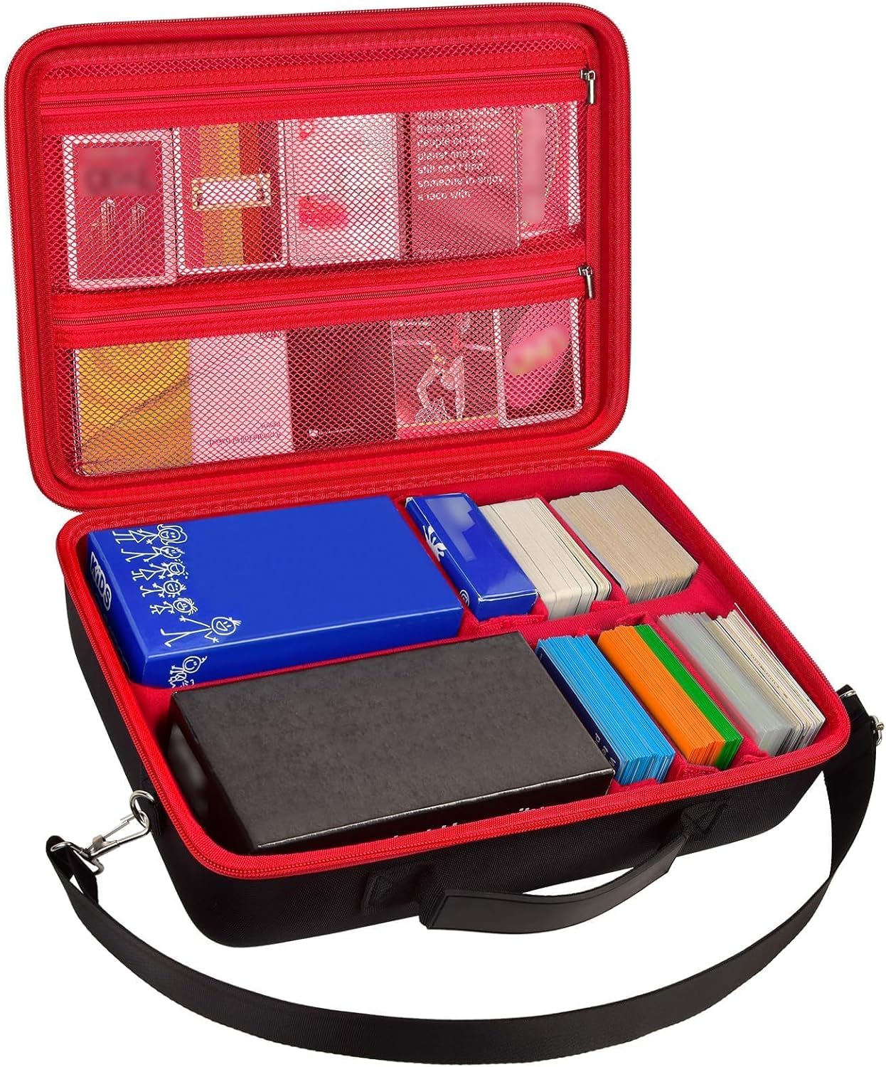 ALLPRIMO Trading Card Case Storage Box for 2700+ Cards. Deck Boxes Travel Organizer Holder Compatible with TCG/for Topps Baseball Sports/for C.A.H/for UNO/for MTG/for Yu-Gi-Oh Games -Red Zipper