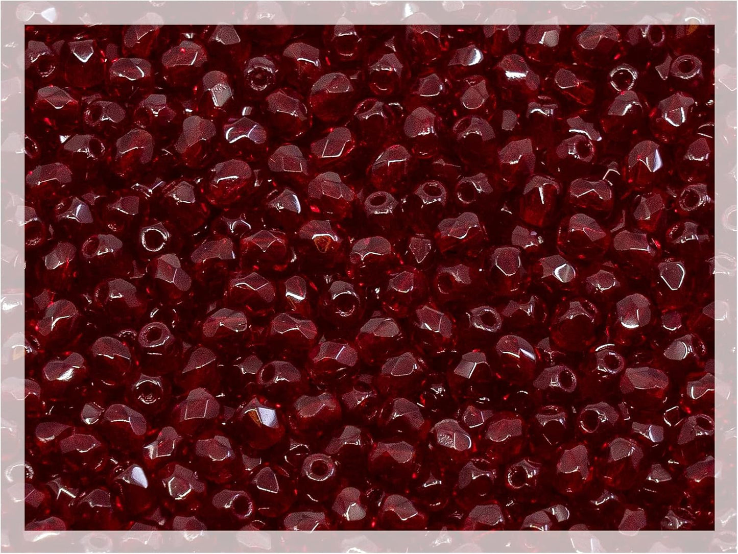0.88 oz (25g, Approx. 600pcs) Faceted Fire Polished Pressed Czech Glass Beads 3mm (0.12in), Bohemian Dark Ruby Red - 90100