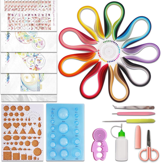 Halandar Paper Quilling Tools Set 24 pcs with 45 Colors 900 5mm Quilling Strips for Quilling Beginners and Paper Art Craft Lovers, DIY Handcraft Quilling Set
