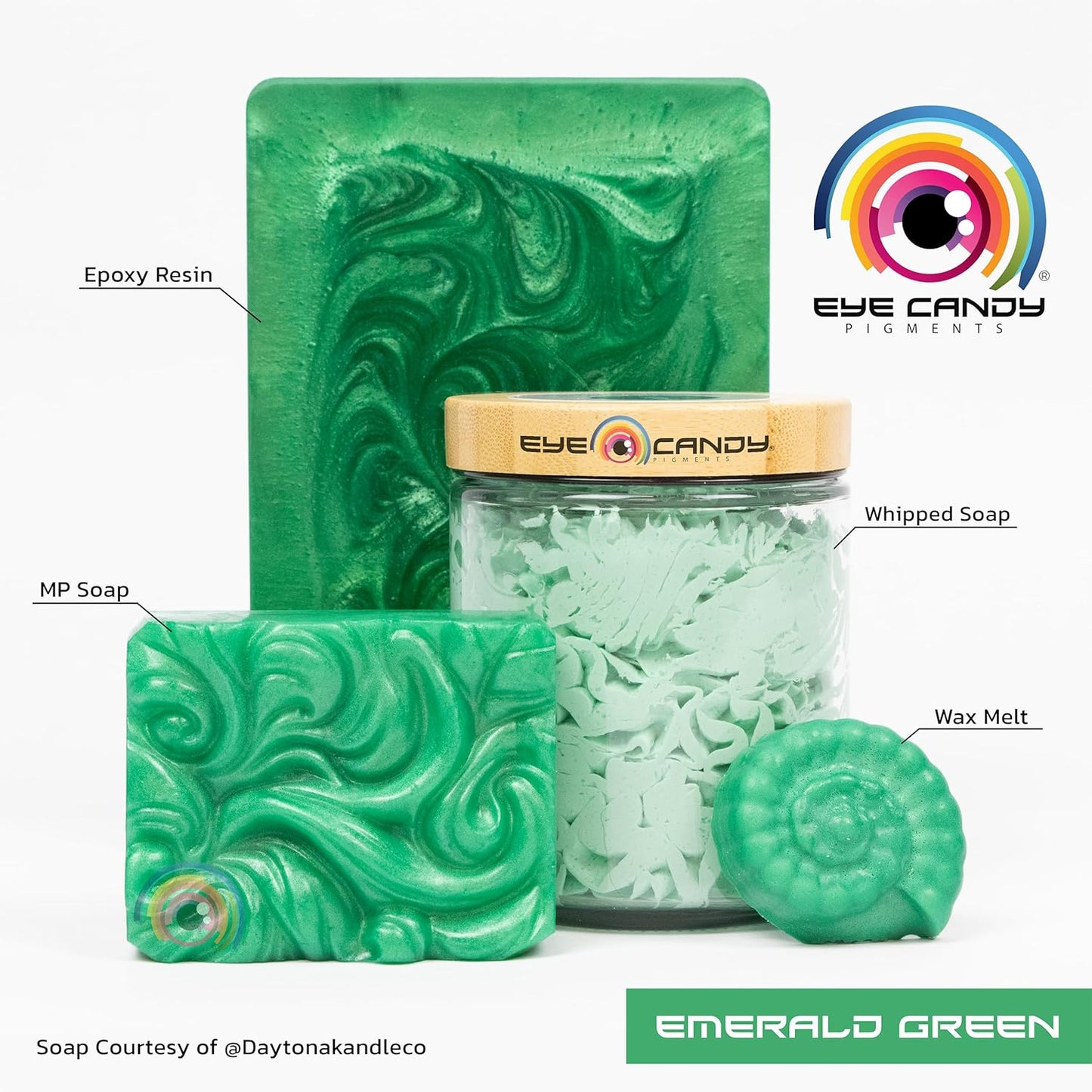 Eye Candy Pigments Premium Green Mica Powder - Emerald Green (50gr) - for Epoxy, Resin, Soap, Paint, Woodworking, Acrylic Pouring, Bath Bombs, Fishing Lures - DIY Arts and Crafts Additive