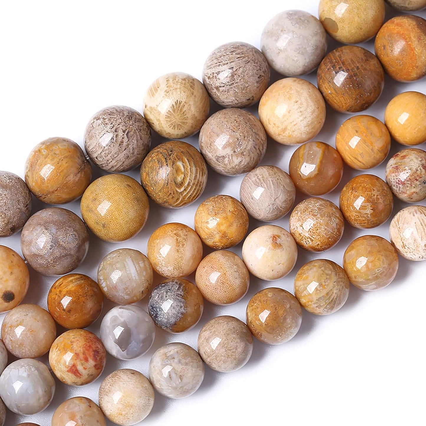 120pcs 6mm Natural Coral Jade Chrysanthemum Stone Beads Round Loose Beads for Jewelry Making,DIY Bracelet Necklace 32" 2 Strands