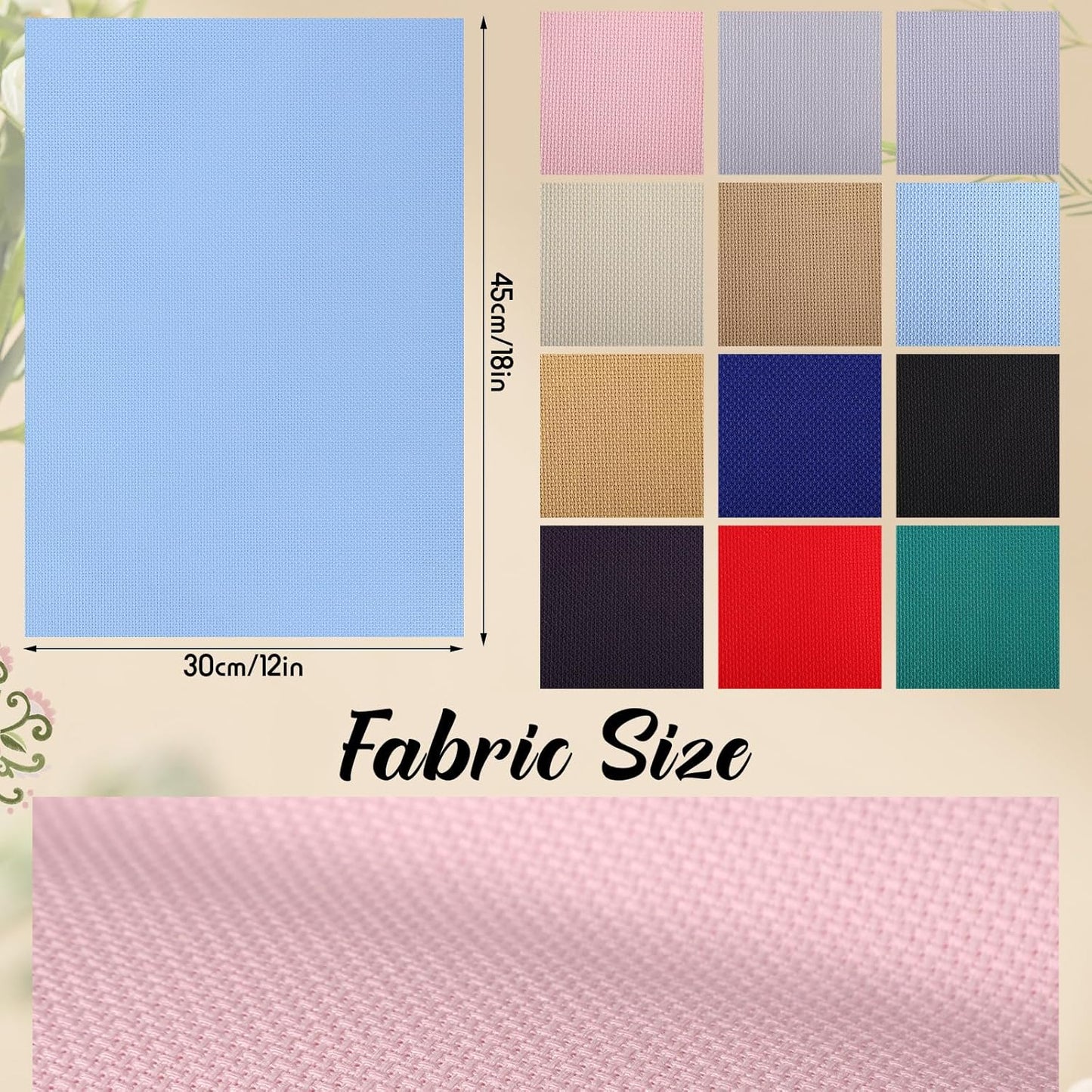 12 Pcs Aida Cloth 12 Color 14 Count Cross Stitch Fabric DIY Cross Stitch for Embroidery DIY Handmade Art Craft, 12 x 18 inch(Colorful)