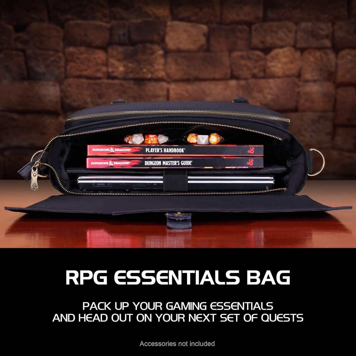 ENHANCE Tabletop RPG Player's Essentials DND Bag - Dungeons and Dragons Messenger Bag Fits Player's Handbook, Binders, Dice & Accessories with 17 inch Laptop Compartment and Battlemap Carrying Straps