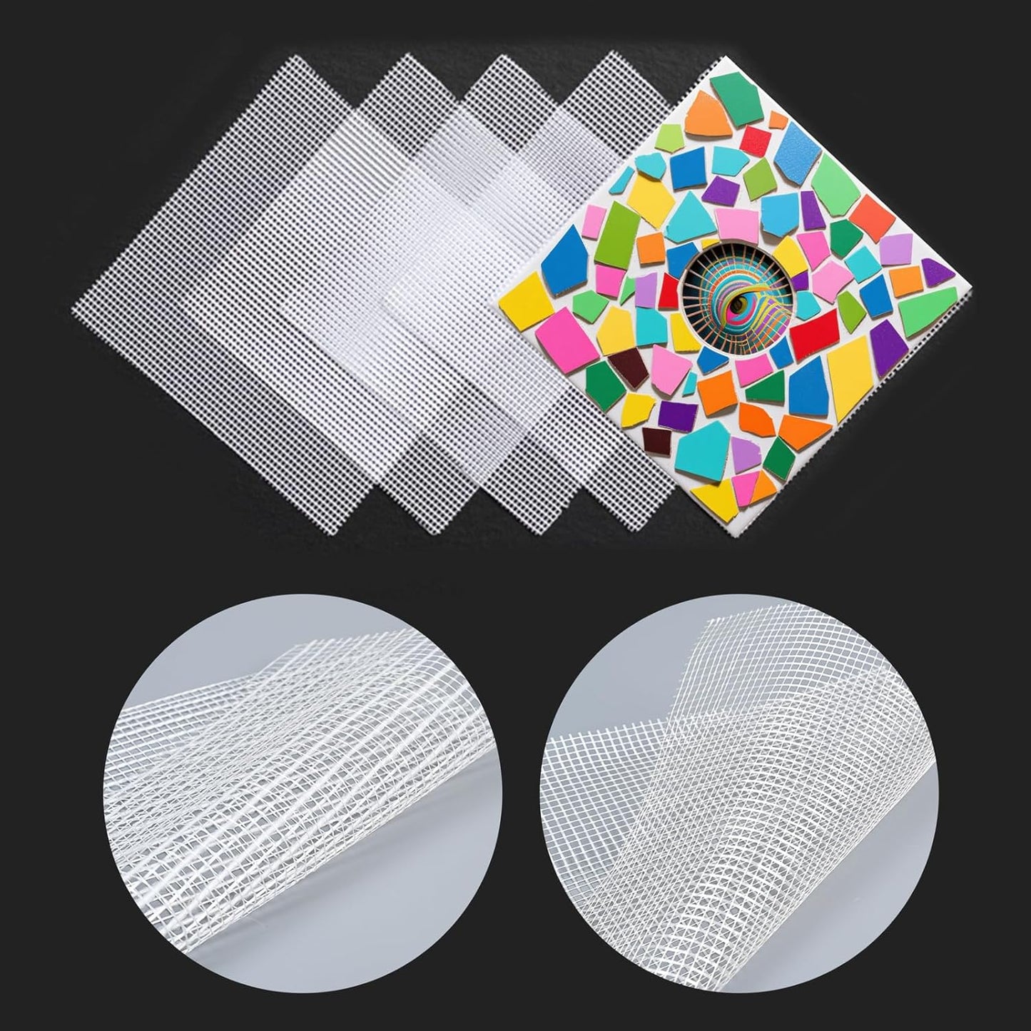 10 Sheets 12'' x 12'' Mosaic Mesh for Mounted Tile Fiberglass Mesh Backing, (Non Sticky)