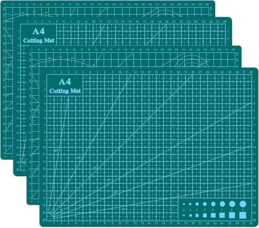 Cutting Mat 9"x12" Self Healing Cutting Mat Size Double Sided 5-Ply Rotary Sewing mat for Crafts Fabric Quilting Hobby Art Clay Precision Scrapbooking Project, A4, Green 4PCS