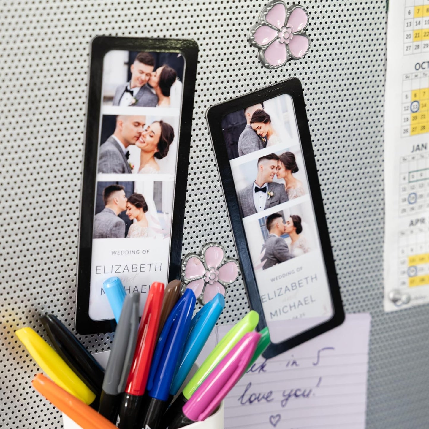 Magnetic Frames For 2x6 Photo Booth Strips – Set of 5 – White, Black, or Floral Design Photo Picture Holders – Magnetic Paper Cutout for Photobooth Photos – Simple Slim Frames for Fridge, Locker, or Party Keepsakes (5, BLACK)