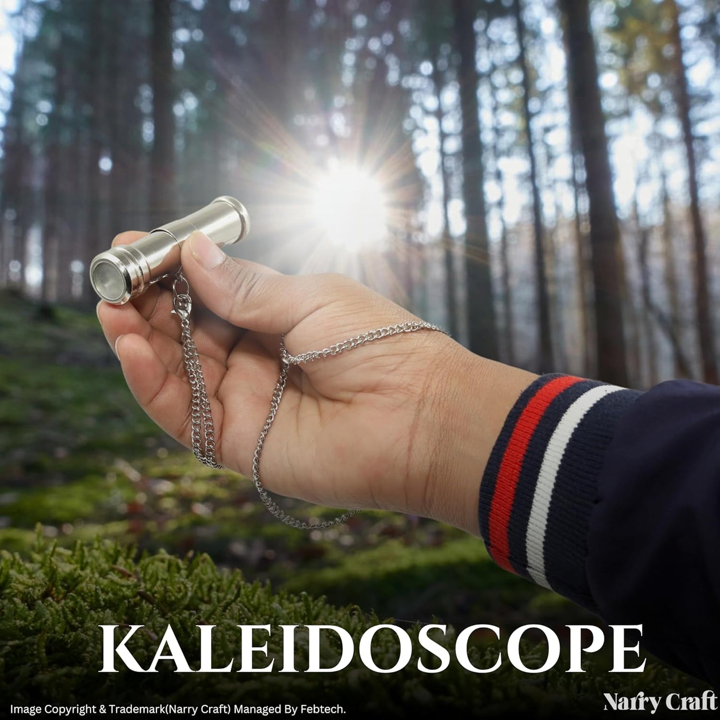 Brass Kaleidoscope with Wooden Box | Handcrafted Vintage Kaleidoscope with Optical Glass Lens & Wooden Storage Box – Collectible Gift for Kids & Adults Last Minute (Vintage/Brass, Small)