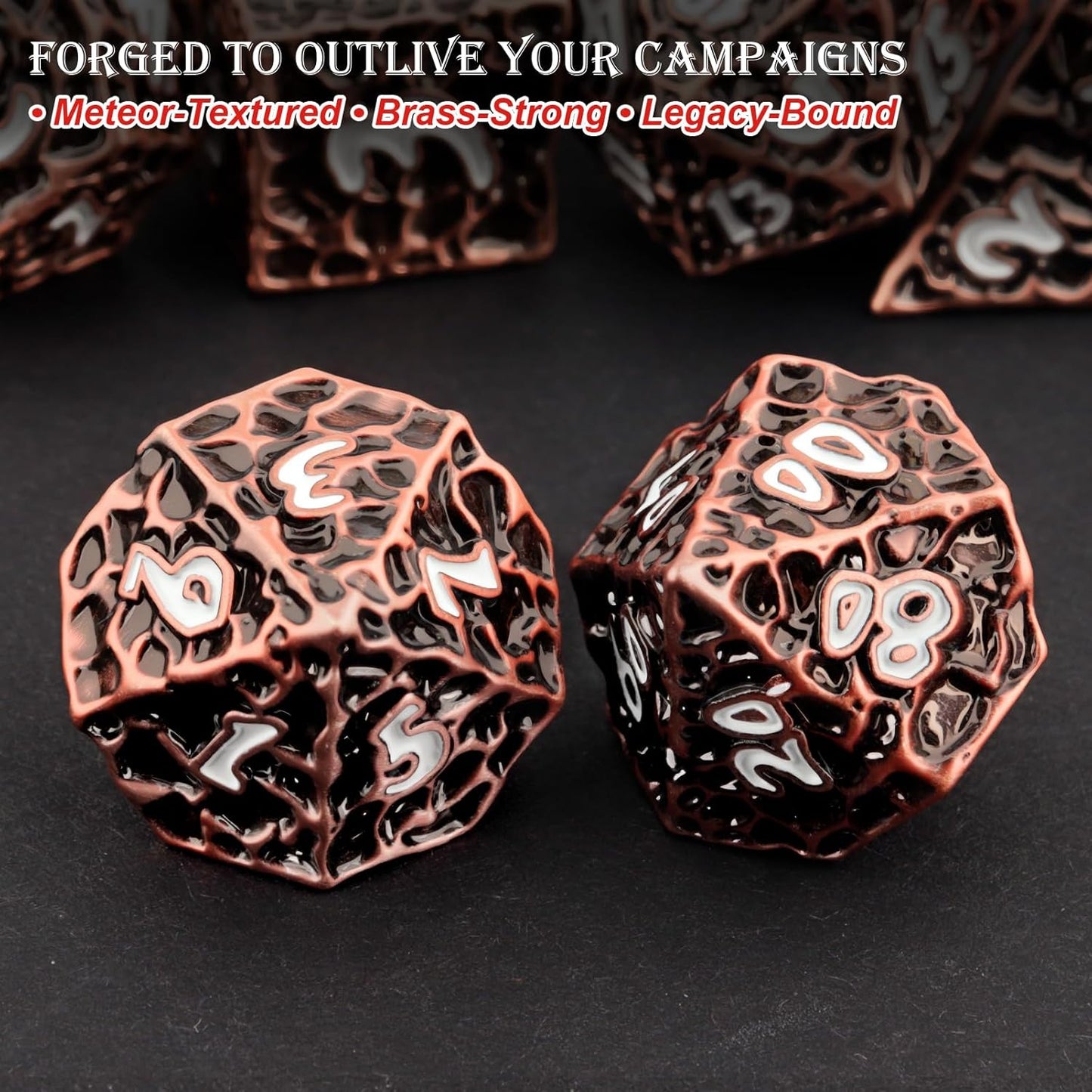 Haxtec Metal DND Dice Set Polyhedral D&D Dice Compatible with Dungeons and Dragons Gift TTRPG Antique Copper Metal Dice