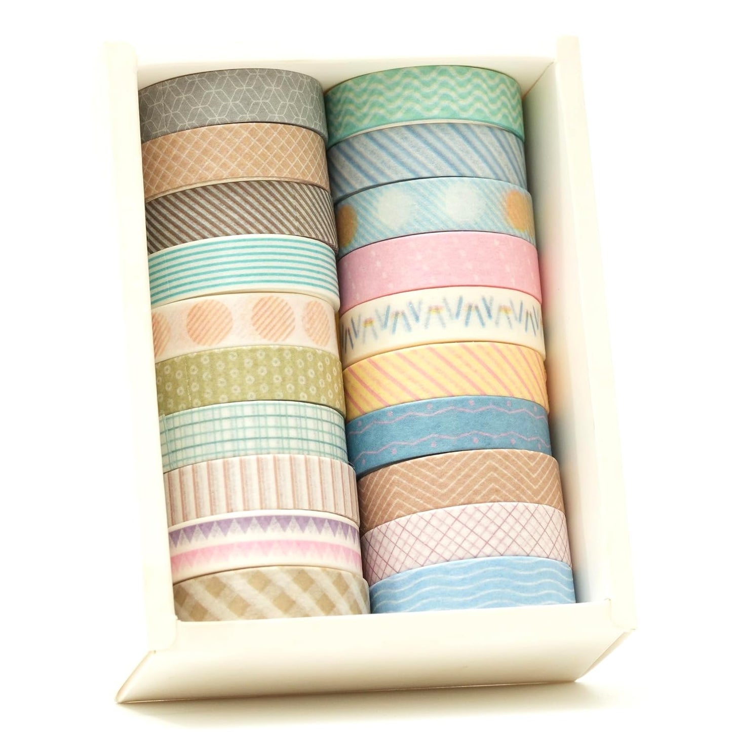 20 Rolls Basic Washi Tape Set Japanese Arts Adhesive Tapes Simple Patterns Decorative Masking Tape Sets for Craft, Kids, Scrapbook, DIY, Gift Wrapping (Style Two)