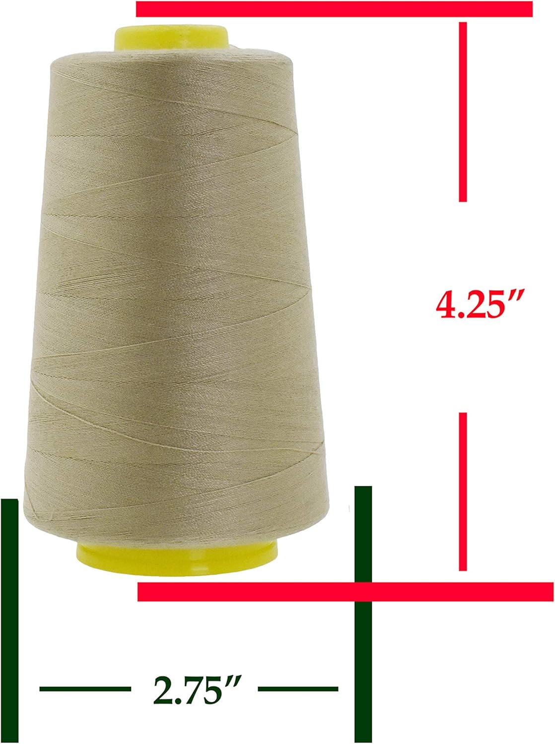 Mandala Crafts 4 Pack of Serger Threads Cones Spools - 40S/2 24000 Yards Polyester Beige Threads for Sergers Machine and Overlock Quilting Sewing Machine