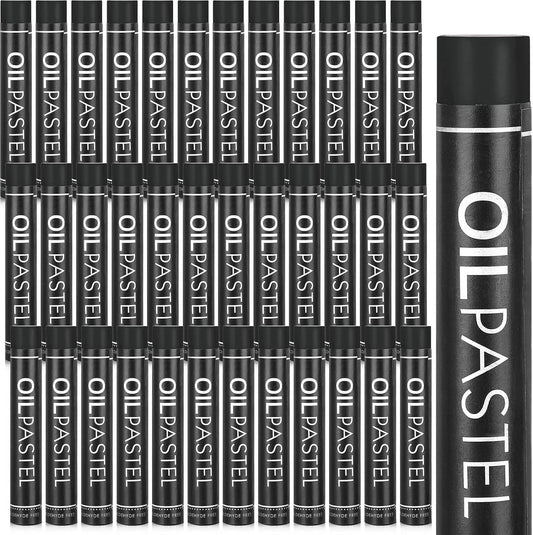 Geyoga 36 Pcs Soft Oil Pastels Bulk Artists Oil Crayons Single Color Creamy Pastels for Art Painting Drawing Blending for Back to School First Day of School Kids Students Artists(Black)