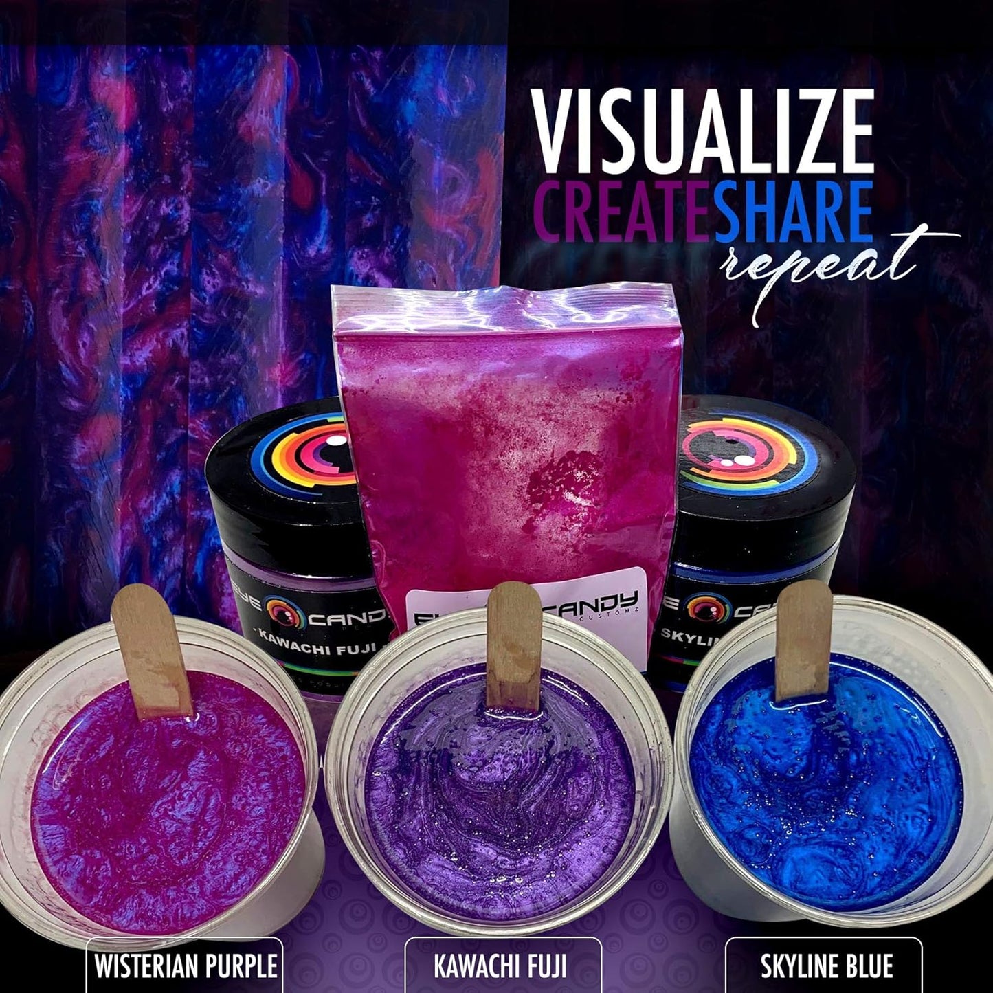 Eye Candy Pigments Premium Purple Mica Powder - Kawachi Fuji (25gr) - for Epoxy, Resin, Soap, Paint, Woodworking, Acrylic Pouring, Bath Bombs, Fishing Lures - DIY Arts and Crafts Additive