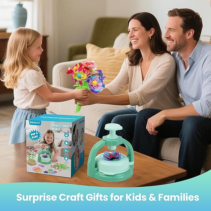 BIRANCO. DIY Flower Bouquet Maker Kit for Kids – Build Your Own Flower Market, Arts & Crafts Toys for Girls Ages 4-8, Educational Activity with Rich Accessories, Great Gift Idea