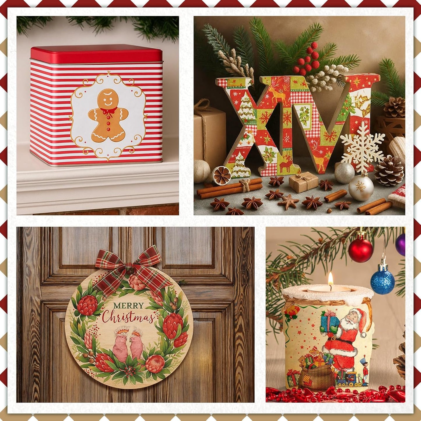 Crtiin 20 Pack Assorted Christmas decoupage napkins Santa Snowman Tree Napkins Decorative Beautiful for Birthday Xmas Winter Party Supplies, 20 Styles Each 6.5 Inches