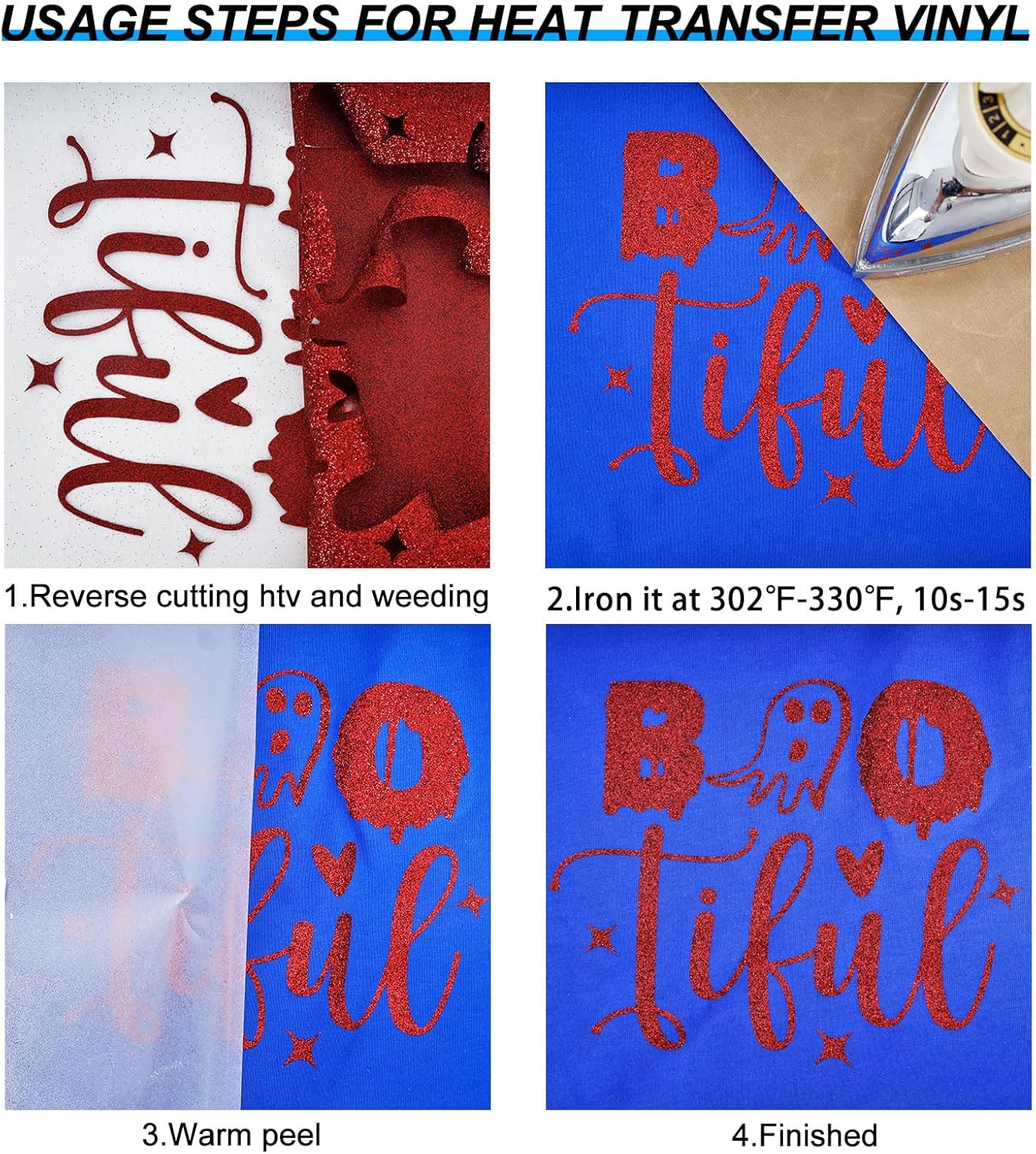 FUNKAKA Glitter Red HTV Heat Transfer Vinyl Rolls, 12" x 8ft PU Iron on Vinyl for T-Shirt Red Glitter HTV Vinyl for All Cutter Machines Easy to Cut & Weed for Heat Vinyl Design