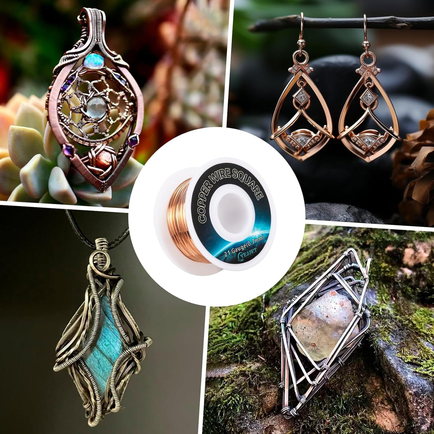 21 AWG Square Copper Wire - 0.72x0.72mm Ultra-Fine Jewelry Wire, 30ft - Delicate Crafting, Wire Weaving, and Miniature Projects