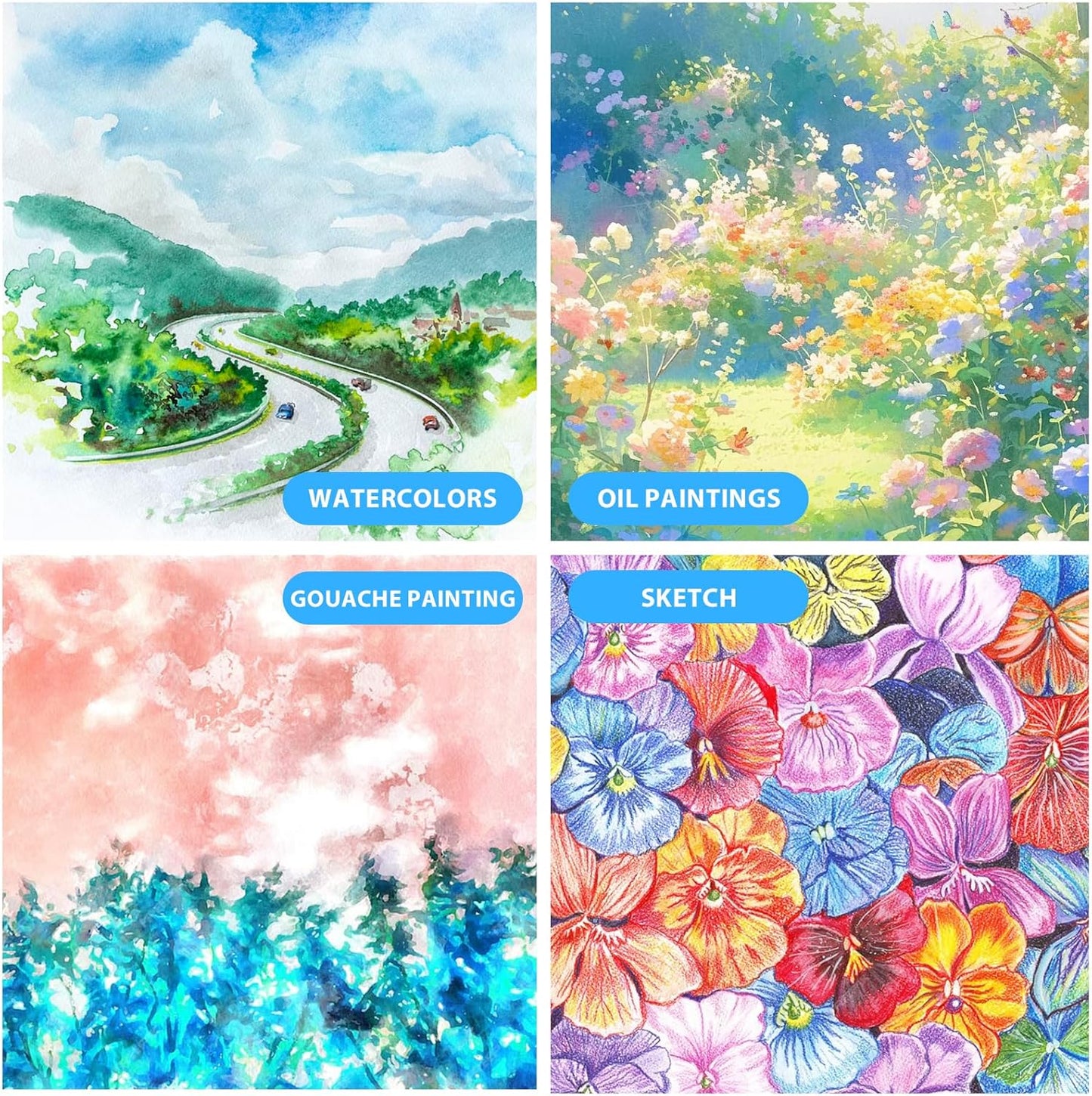 ESRICH Canvas Boards for Painting 12 Pack Canvas for Painting 4x4, 6x6, 8x8 Blank Canvases for Painting-Cotton Primed Painting Canvas Panels for Acrylic, Oil, Gouache & Tempera.