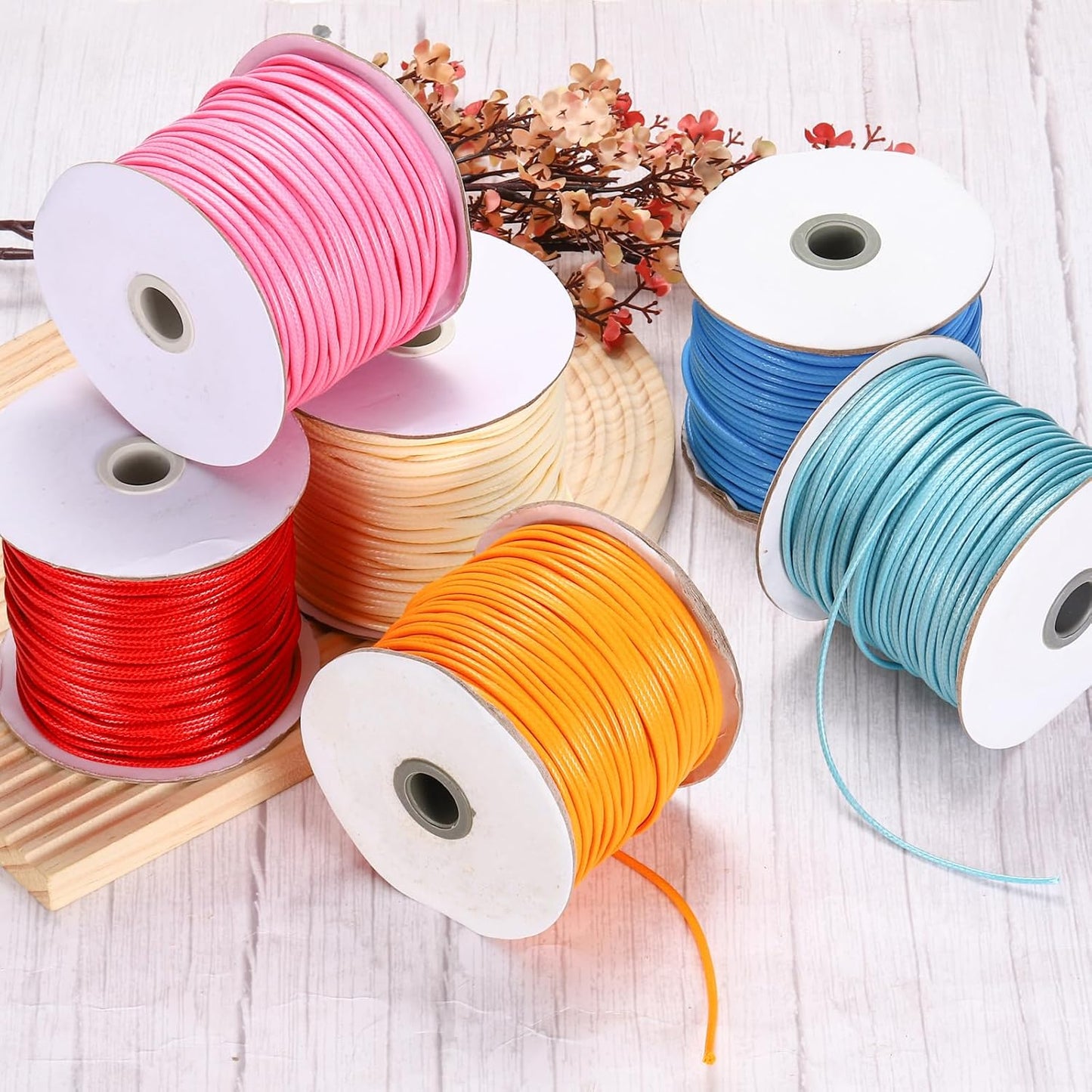 MECCANIXITY Waxed Cord 2.5mm Waxed Polyester Cord 87 Yard Wax String for Bracelet Making, Necklaces, Beading, Jewelry Making and DIY Crafts(Light Purple)