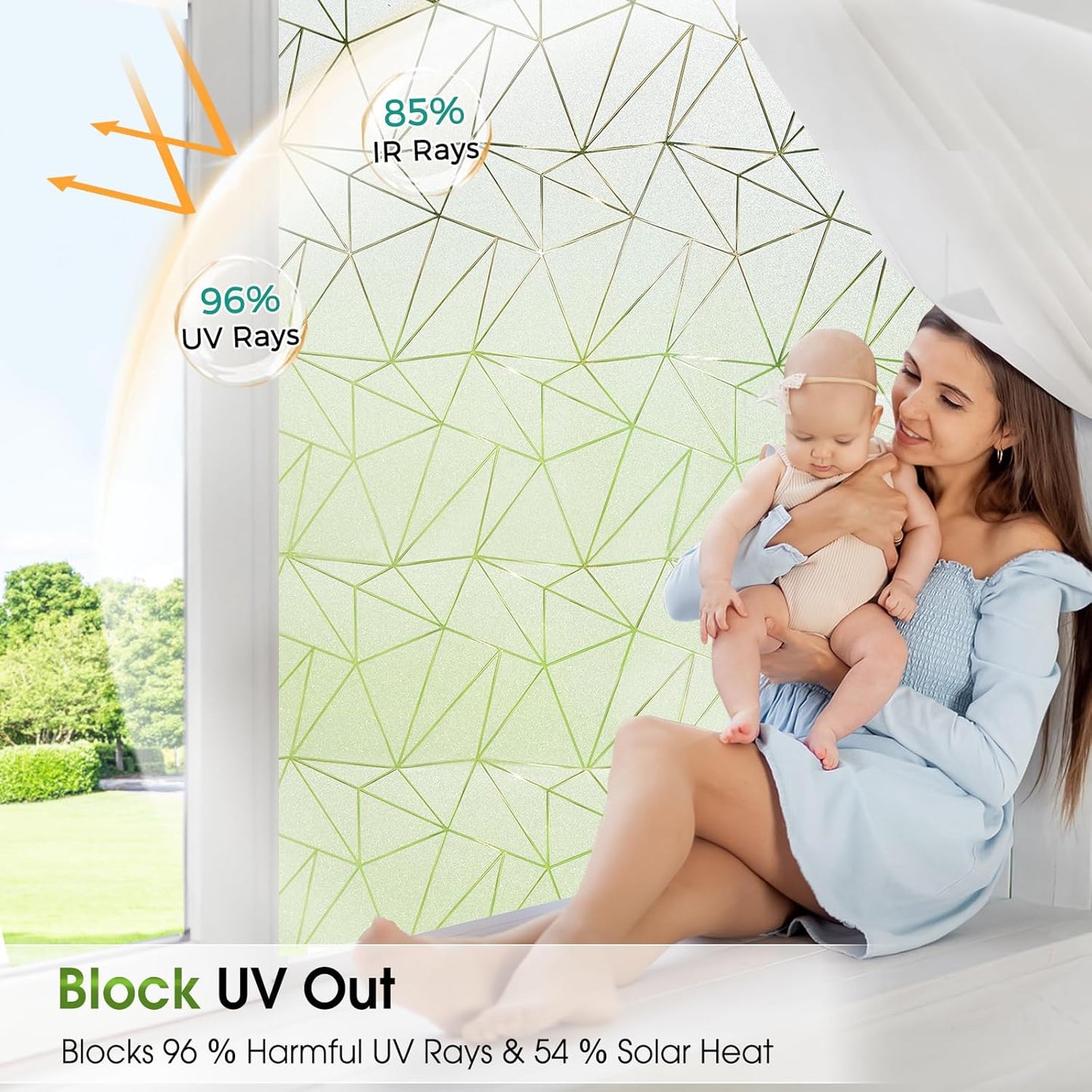 Coavas Window Privacy Film, Frosted Glass Static Cling, Decorative for Bathroom Door Covering, UV Blocking Window Cling, Non-Adhesive Vinyl Sticker, Day and Night Windows Tint for Home, 23.6x78.7 Inch