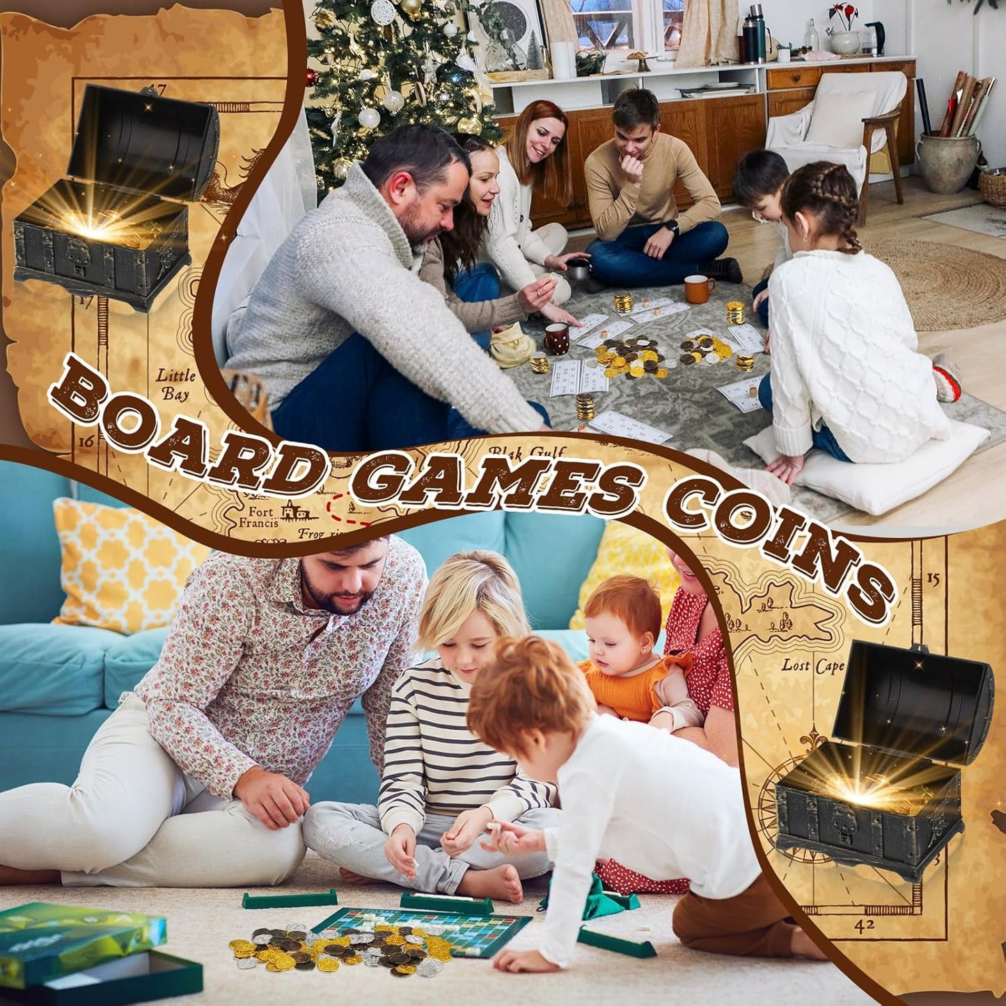 Hanaive 100 Pcs Pirate Coins Plastic Coins Kids Fake Play Coins Replica Spanish Doubloons St. Patrick's Coin for Pirate Party Treasure Chest Board Games Tokens Toys Cosplay (Gold, Silver, Bronze)