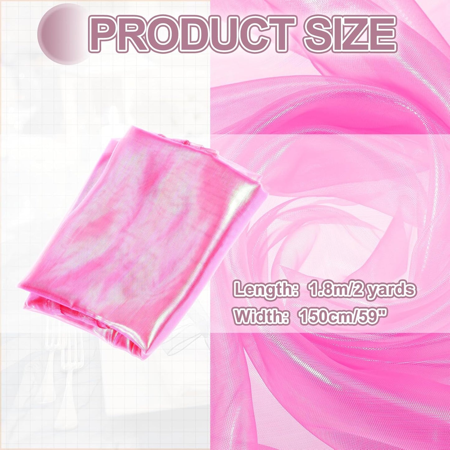 MECCANIXITY Iridescent Sheer Organza Fabric, 2 Yards x 59 Inches Solid Laser Holographic Shiny Fabric Organza Cloth for Wedding, Curtains, Costume, Photo Background, Dark Rose Red