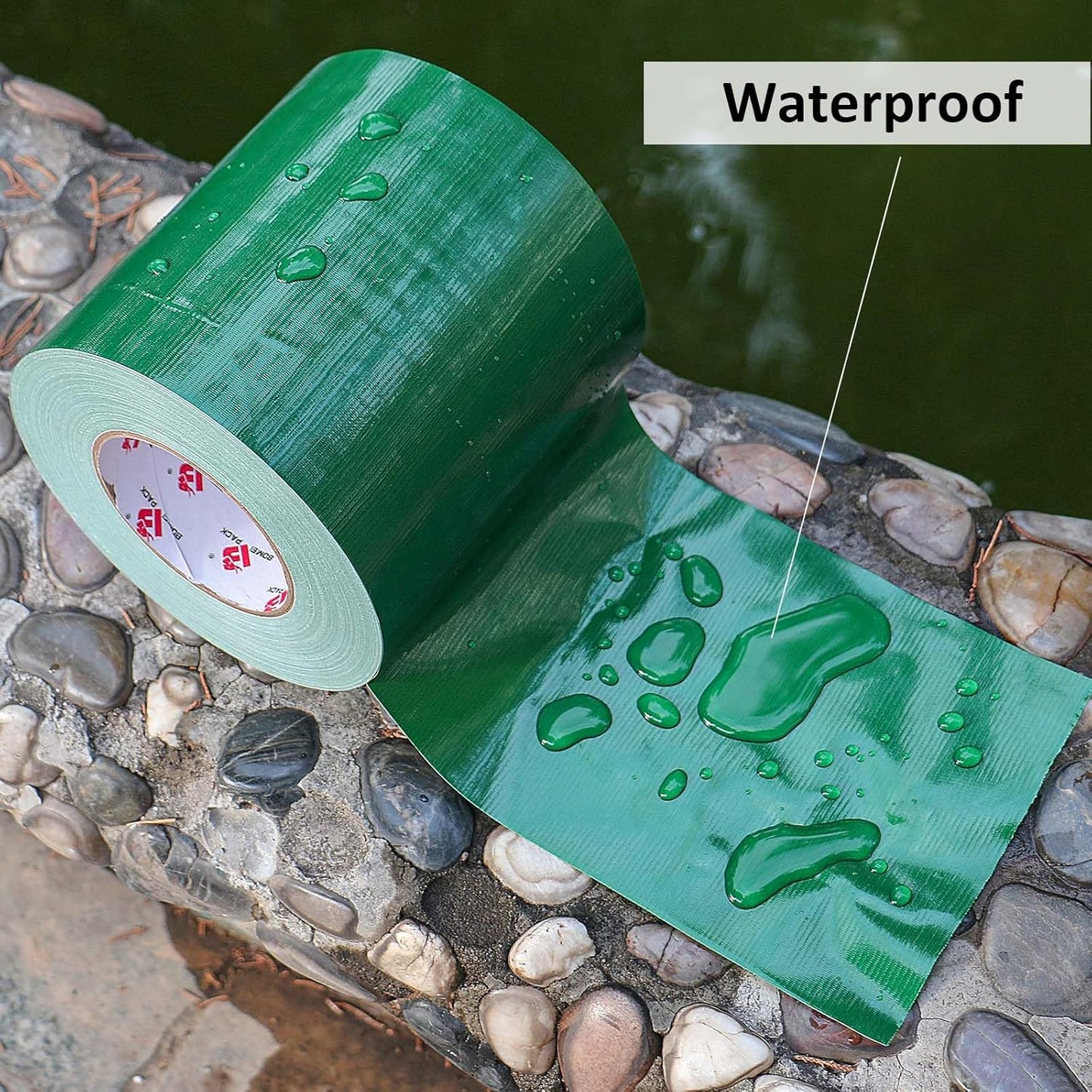 BOMEI PACK 6" Green Duct Tape,Wider Roll,6 Inches x 60 Yards,9 Mil Thick Heavy Duty, Industrial Strength,No Residue,Waterproof and Tear by Hand,Multi-Use for Indoor & Outdoor Repairs