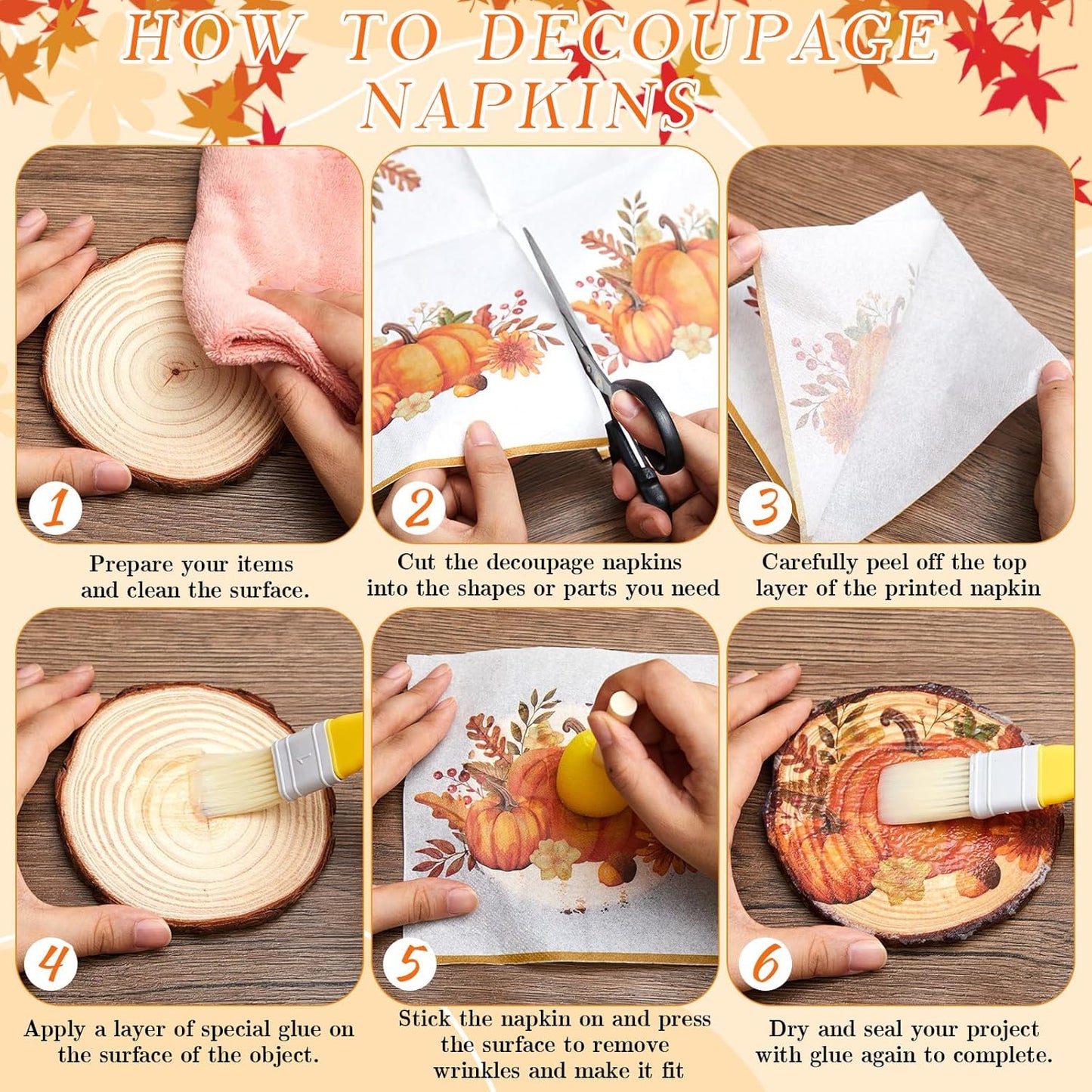 Crtiin 20 Pack Fall Decoupage Napkins Autumn Napkins Floral Pumpkin Maple Leaf Decorative Paper for Thanksgiving Harvest Birthday Party Beautiful Gorgeous, 20 Styles Each 6.5 Inches