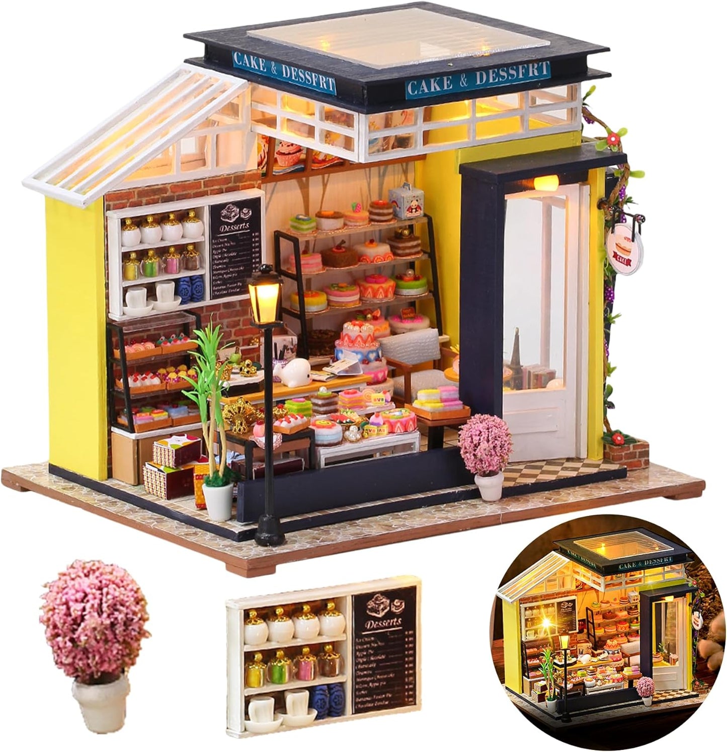 DIY Miniature House Kit, Miniature Bakery Kit, DIY Dollhouse Kit for Adults, Model Bakery, Mayberry Street Miniatures, Ideal Gifts for Birthday,Valentine Christmas(Bakery & Desserts)