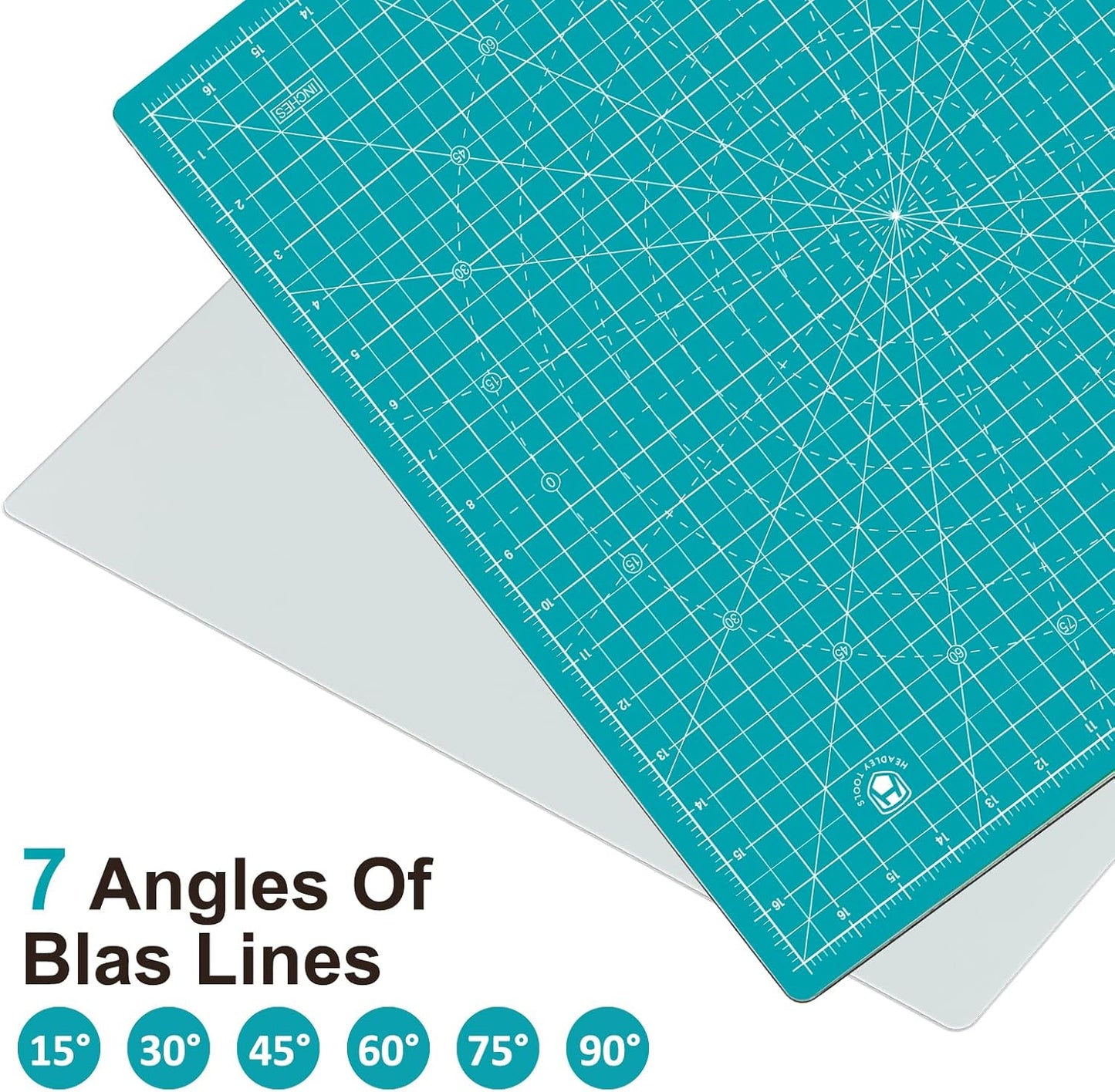 Headley Tools 17"x17" Rotating Cutting Mat, Self Healing Mat with 360-Degree Rotation & Anti-Slip Base, Sewing Board Cutting Mat Perfect for Fabric Quilting Leather Hobby Project, Turquoise