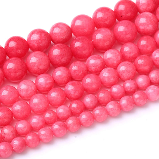 32PCS 12MM Natural Red Rhodonite Jade Stone Beads Round Loose Stone Beads for Jewelry Making DIY Energy Stone Healing Power Bracelet 15"