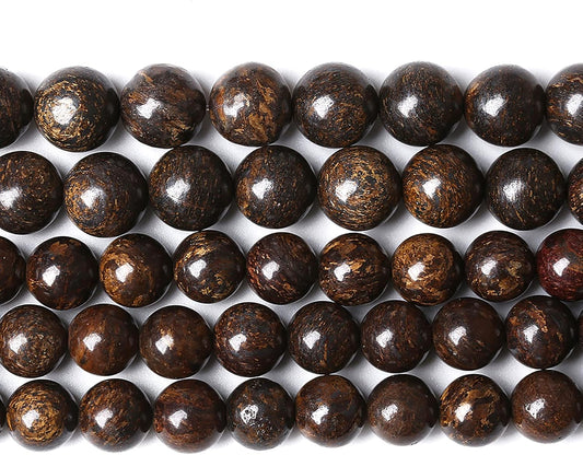 38pcs 10mm Natural Stone Beads Brown Bronzite Gemstone Round Loose Beads for Jewelry Making DIY Bracelet Necklace