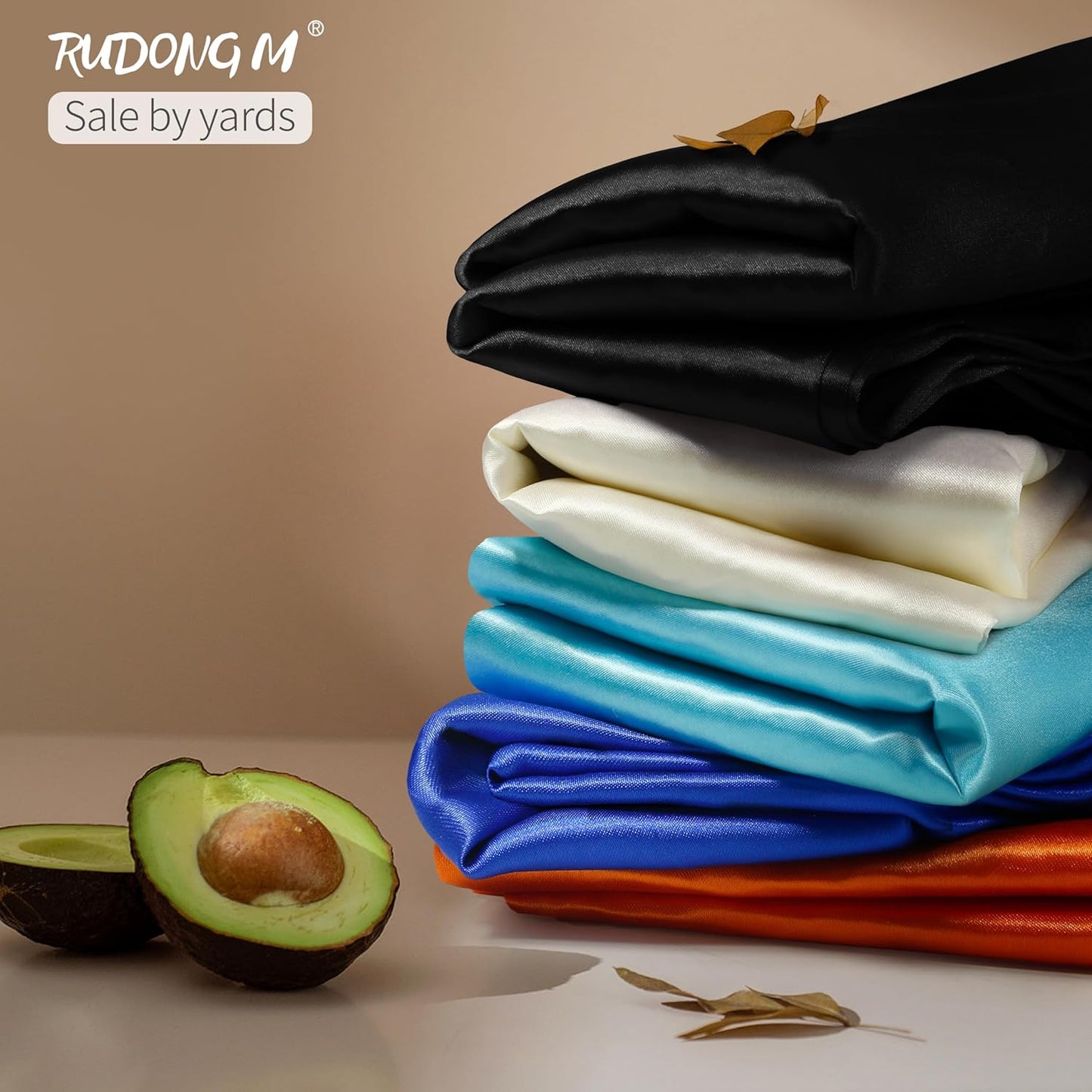 RUDONG M Black Satin Fabric by The Yard, 5 Yard x 60 Inch Wide Silky Charmeuse Satin Fabric, Soft Satin Fabric for Wedding Decorations, Bridal Dress, Sewing, Accessories, DIY Crafts