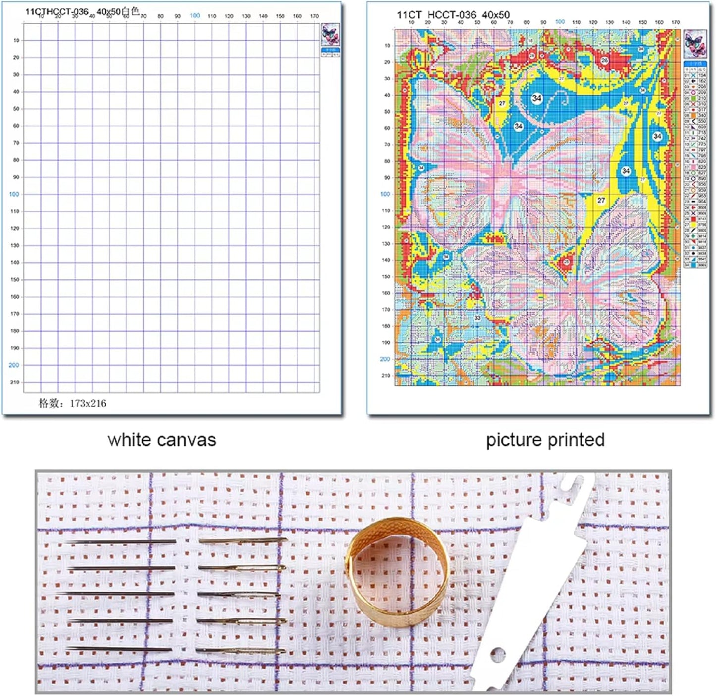 Redxing Stamped Cross Stitch Kits Full Range of Embroidery Starter Kits- Needlepoint Counted Cross Stitch Kits for Beginner Adults 11CT Printed Embroidery Kit-Noctilucent Tree 16x20 inch