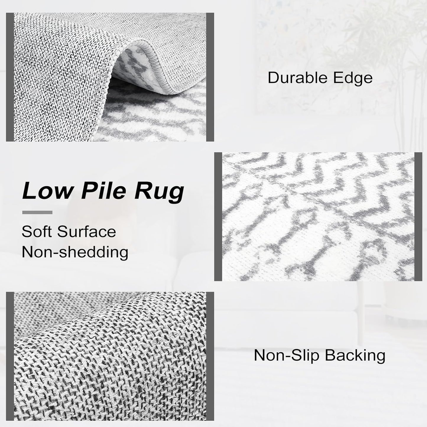 Washable Kitchen Rug Runner, 2'6''x8' Non Slip Washable Grey Long Runner Rugs, Low-Pile Non-Shedding Hallway Rug Carpet Runners for Entryway Kitchen Bedroom Bathroom