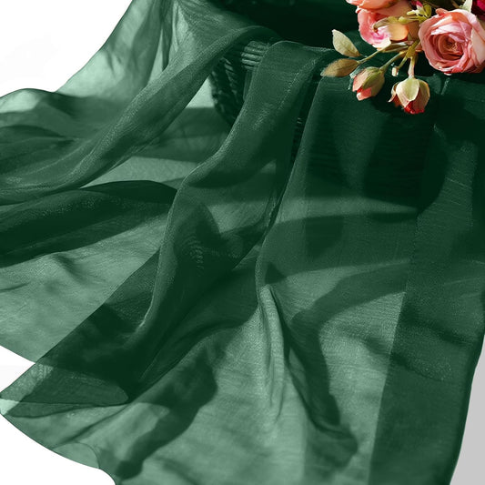 Sheer Fabric 60" x 1 Yards (3 ft) Organza Fabric by The Yard for DIY Wedding Decorations Craft Projects Party Backdrops Bows (Hunter Green)