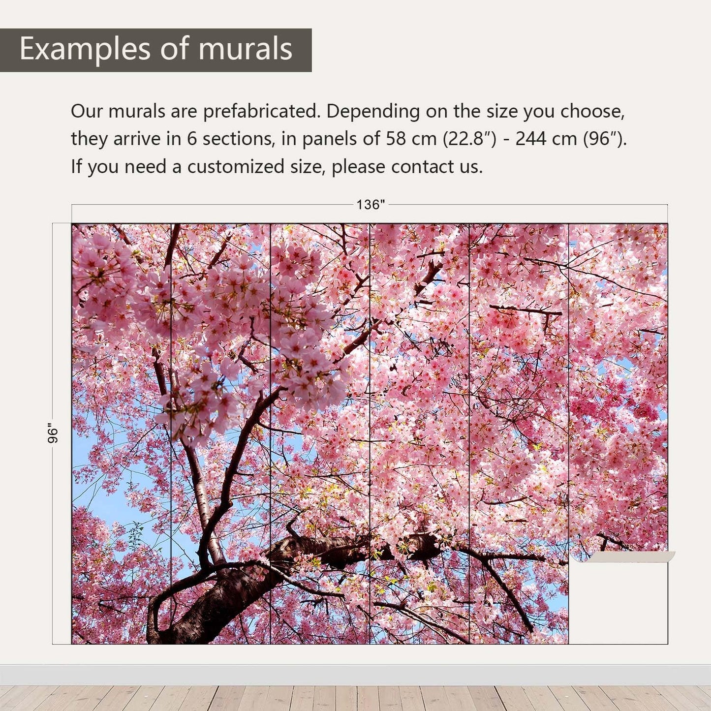 AFZEVEB-Pink Flower Wallpaper Natural Landscape Floral Wall Mural for Bedroom 136"x96"(Not Peel and Stick)