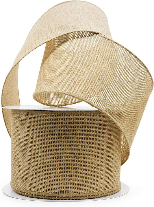 CT CRAFT LLC Burlap Fabric Wired Ribbon 4" x 20 Yards Natural Color for Christmas Home Wedding Decor Gift Wrapping Tree Topper Bow Wreath Bouquet DIY Crafts